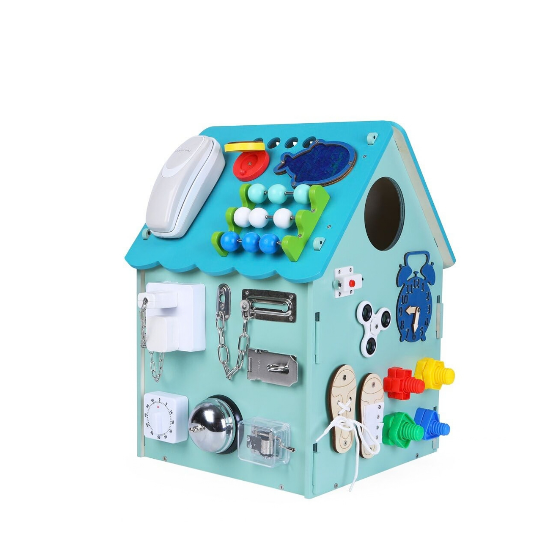 Дървен бизи борд Монтесори къща в син цвят 2Kids Toys – снимка 6