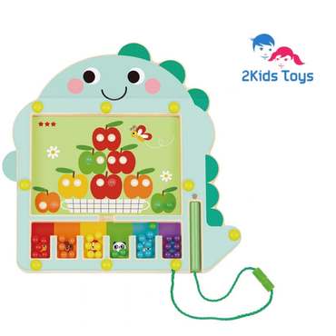 Дървен магнитен лабиринт динозавър с цветни топчета 2Kids Toys – снимка 13