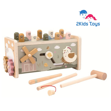 Дървена играчка Ферма с ксилофон и чукче 2Kids Toys – снимка 3