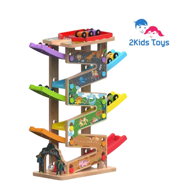 Дървена писта с рампи и колички 2Kids Toys