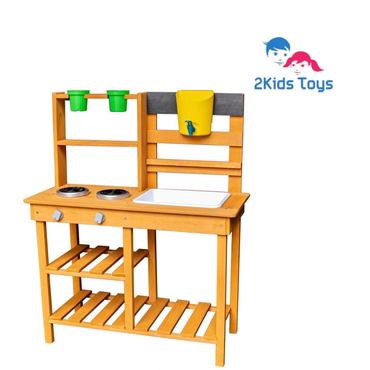 Дървена градинска детска кухня с мивка и кран 2Kids Toys