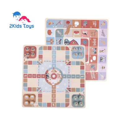 Дървена настолна игра 2 в 1 Не се сърди човече и Стълби 2Kids Toys – снимка 2