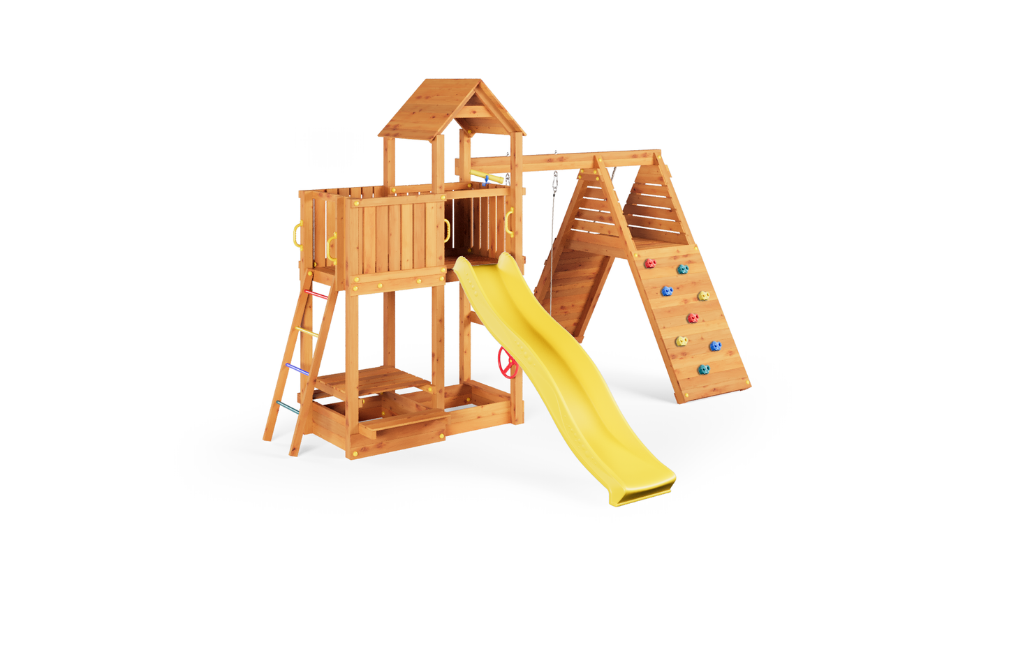 Fungoo 04640 FLUPPI дървена детска площадка с пързалка и люлки