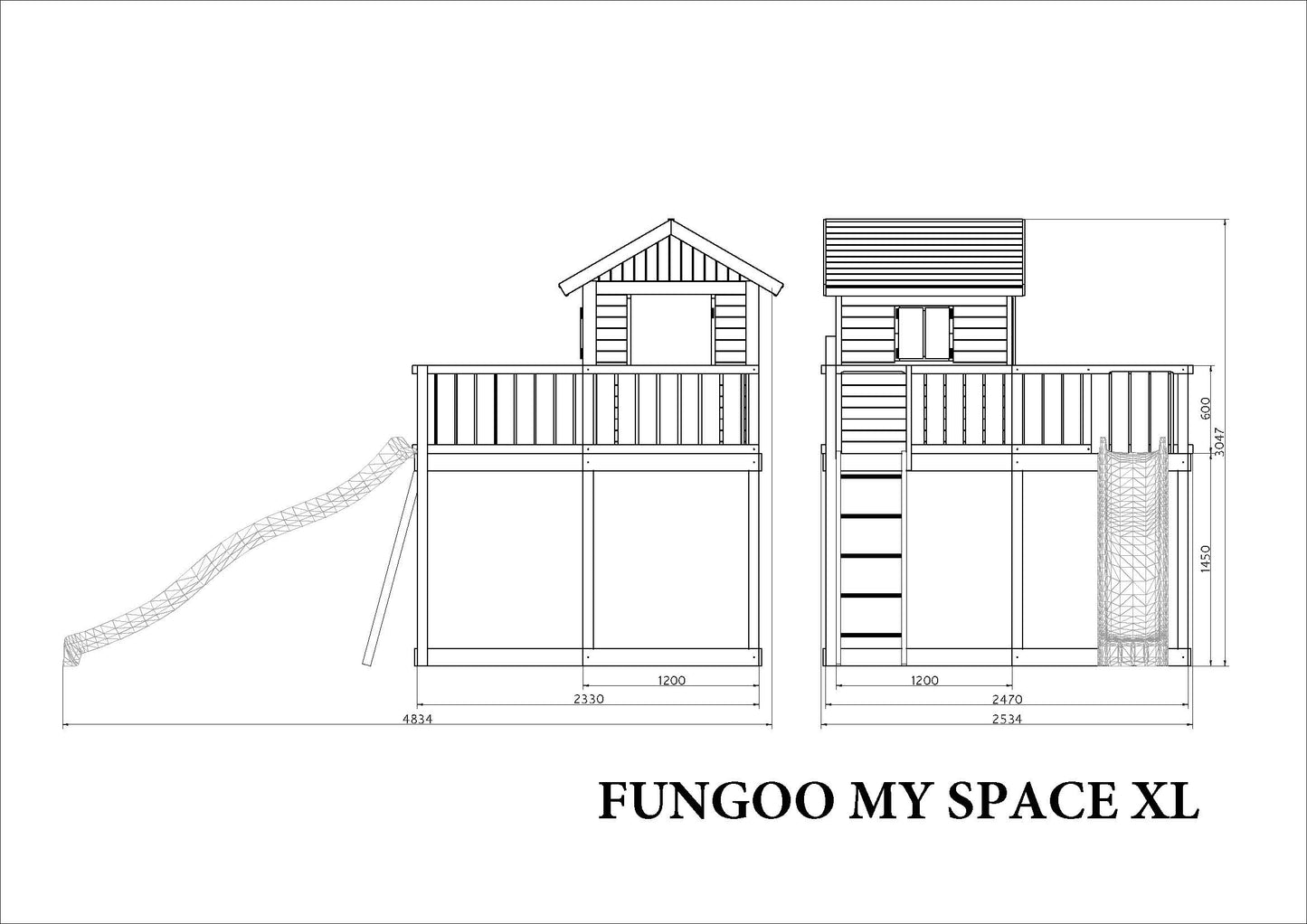 Fungoo 01345 MY SPACE XL детска площадка с къщичка с пързалка