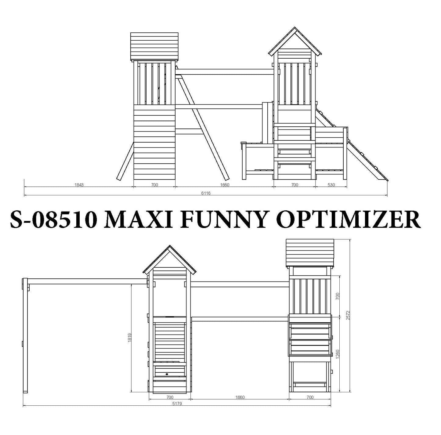 Fungoo 08510T Optimizer TEAK детска площадка с 3 кули, пързалка и люлка