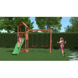 Fungoo FLAPPI 2 дървена детска площадка с пързалка и 2 люлки