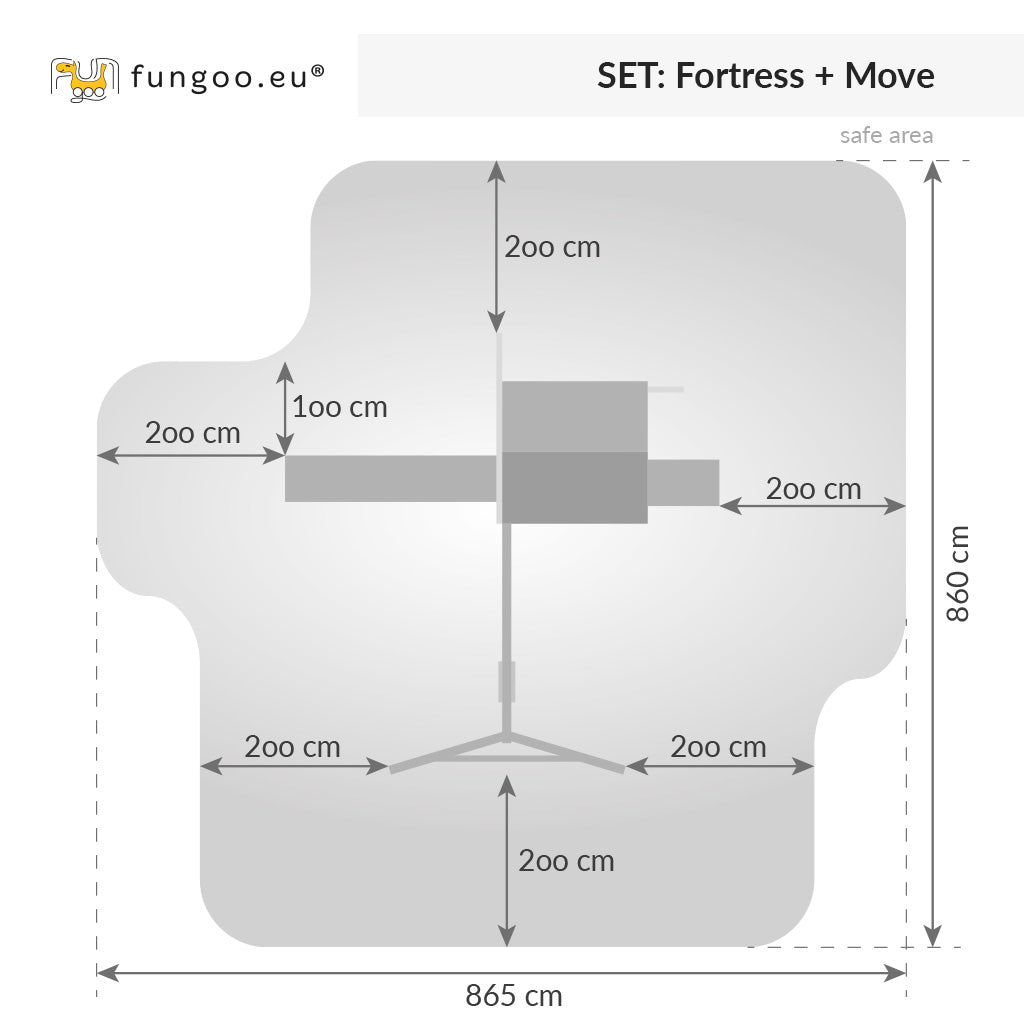 Fungoo 03520 Fortress+Move детска площадка с пързалка и 2 люлки