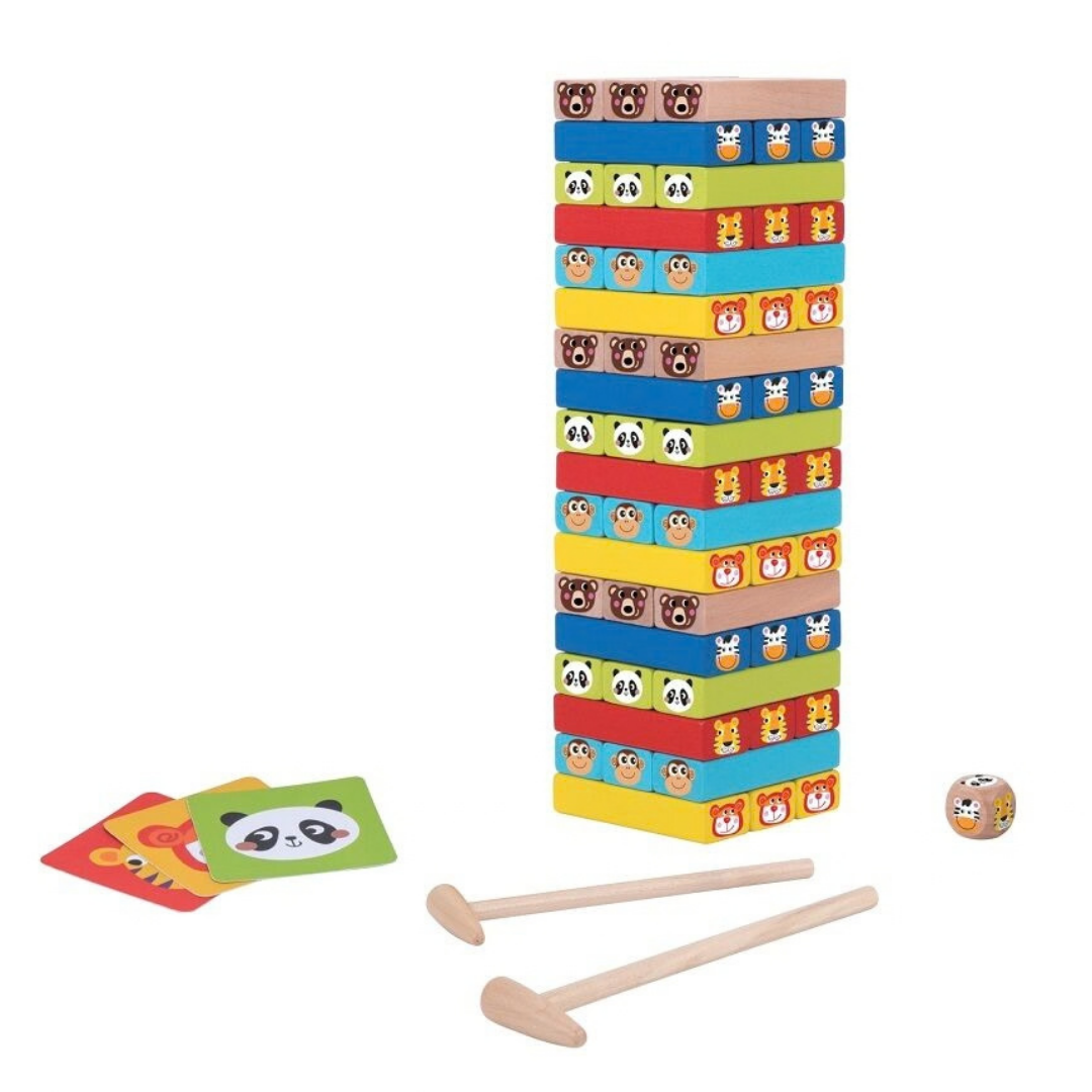 Дървена Дженга с цветни блокчета с животни 2Kids Toys – снимка 4