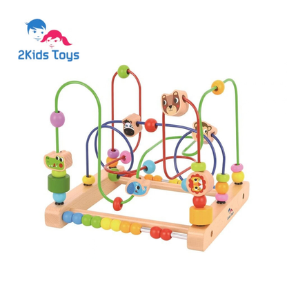 Дървен лабиринт с мъниста и диви животни 2Kids Toys