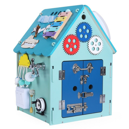 Дървен бизи борд Монтесори къща в син цвят 2Kids Toys – снимка 5