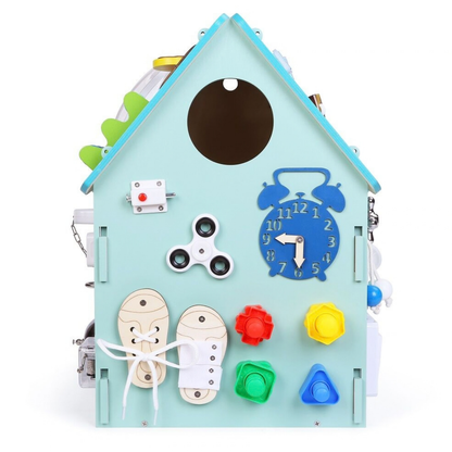 Дървен бизи борд Монтесори къща в син цвят 2Kids Toys – снимка 4