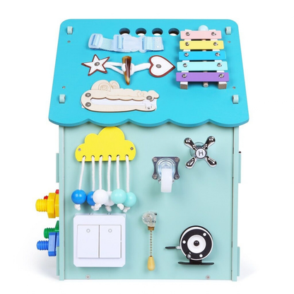 Дървен бизи борд Монтесори къща в син цвят 2Kids Toys – снимка 2