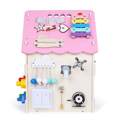 Дървен бизи борд Монтесори къщичка в розово 2Kids Toys – снимка 9