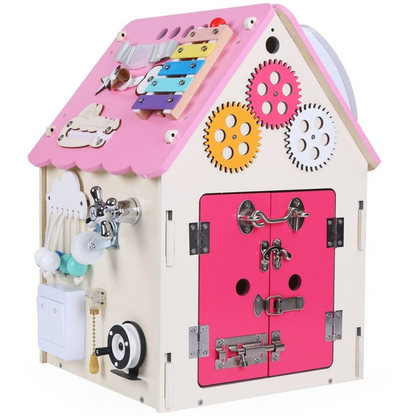 Дървен бизи борд Монтесори къщичка в розово 2Kids Toys – снимка 7