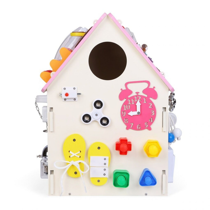 Дървен бизи борд Монтесори къщичка в розово 2Kids Toys – снимка 5