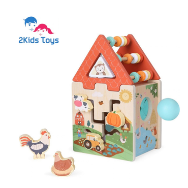 Дървен Монтесори куб Ферма с животни 2Kids Toys