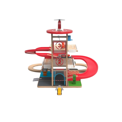 Дървен гараж на три нива с колички и хеликоптер 2Kids Toys – снимка 4