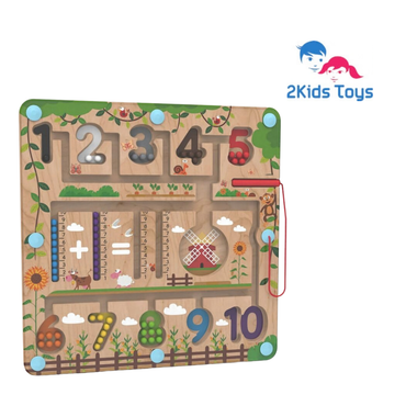 Дървена магнитна игра с цветни топчета и писалка 2Kids Toys