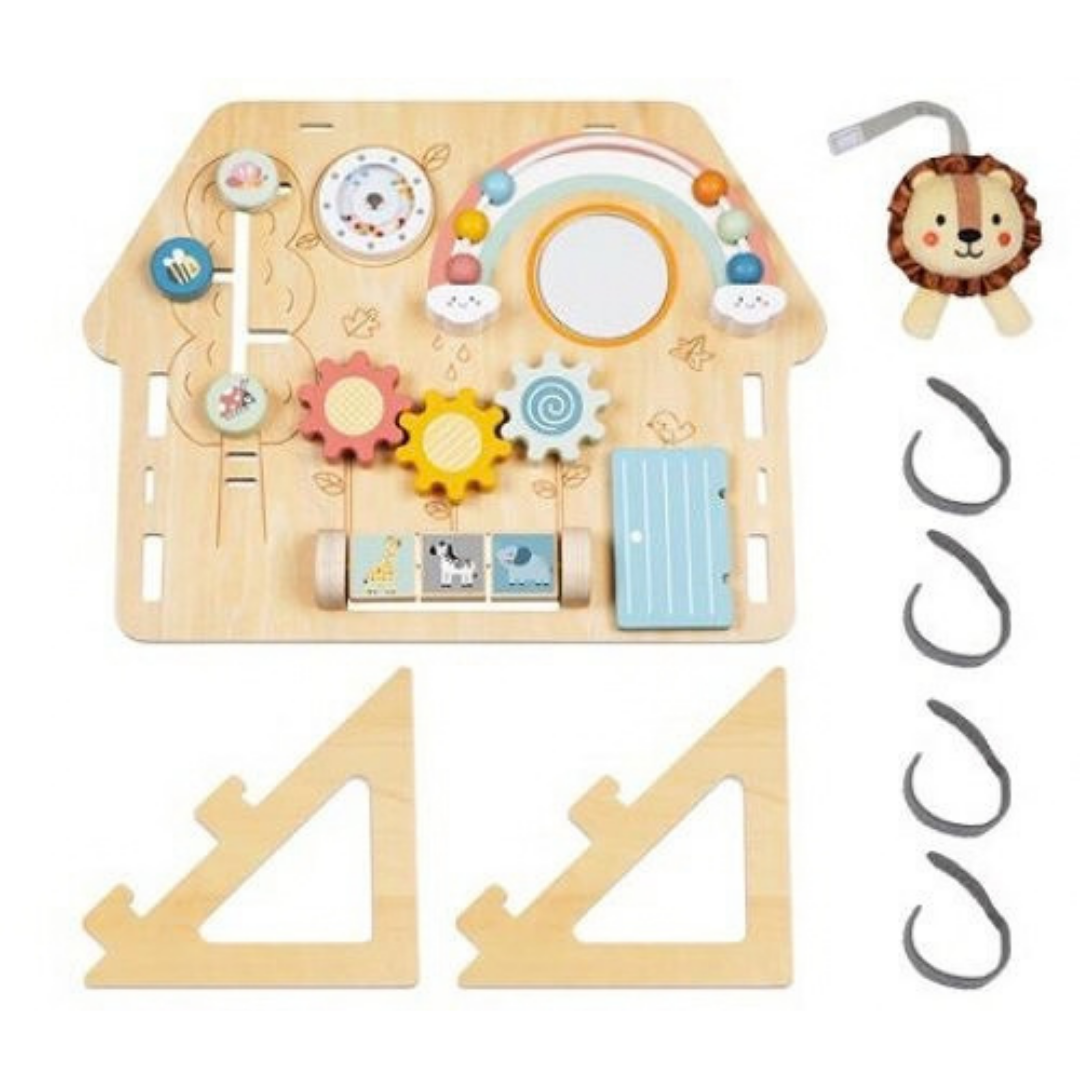 Дървен сензорен бизи борд къща с лъв 2Kids Toys – снимка 5