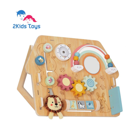 Дървен сензорен бизи борд къща с лъв 2Kids Toys – снимка 3