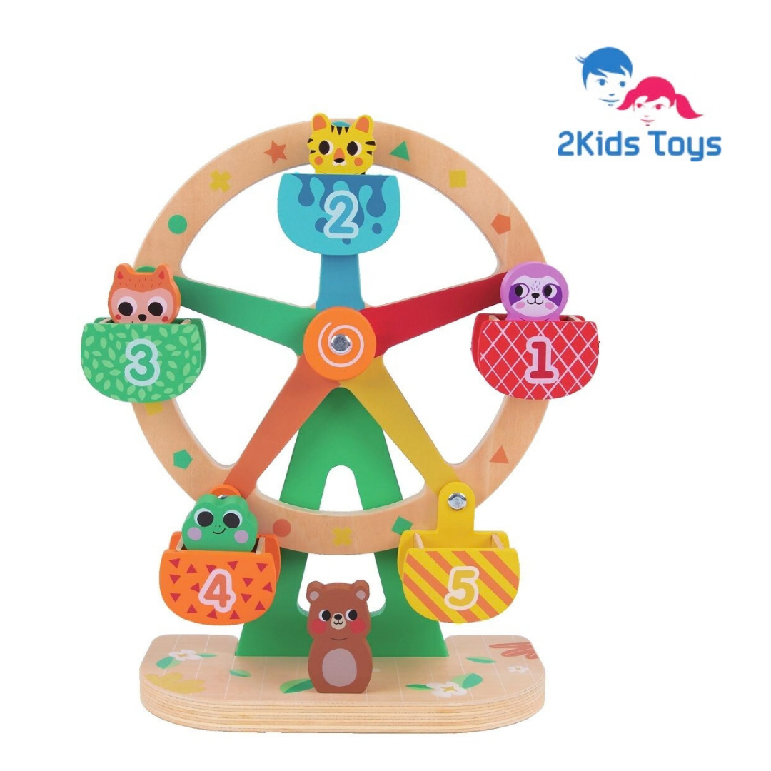 Цветна дървена въртележка с животни 2Kids Toys – снимка 2