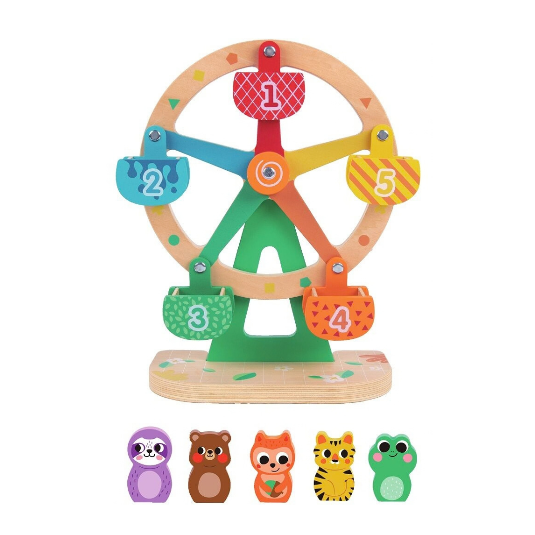 Цветна дървена въртележка с животни 2Kids Toys