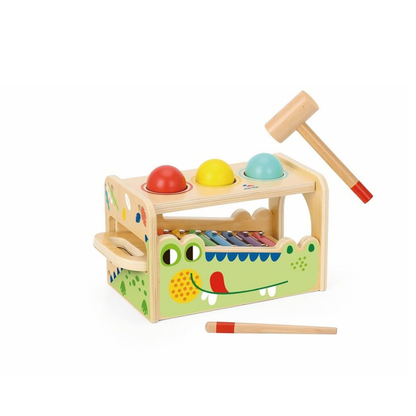 Дървена играчка Крокодил с ксилофон и чукче 2Kids Toys – снимка 3