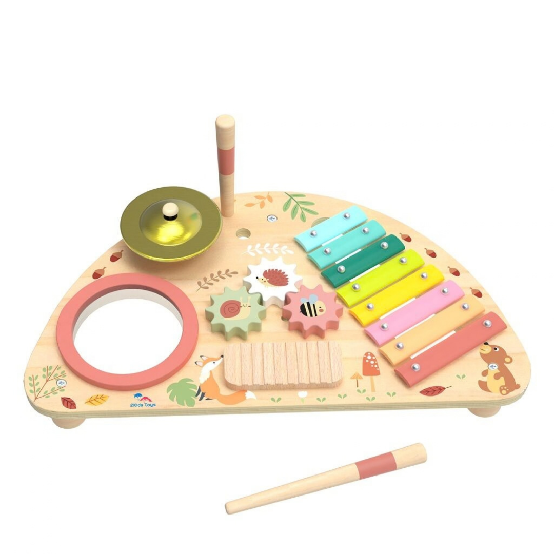 Дървена музикална дъска с барабан и ксилофон 2Kids Toys – снимка 3