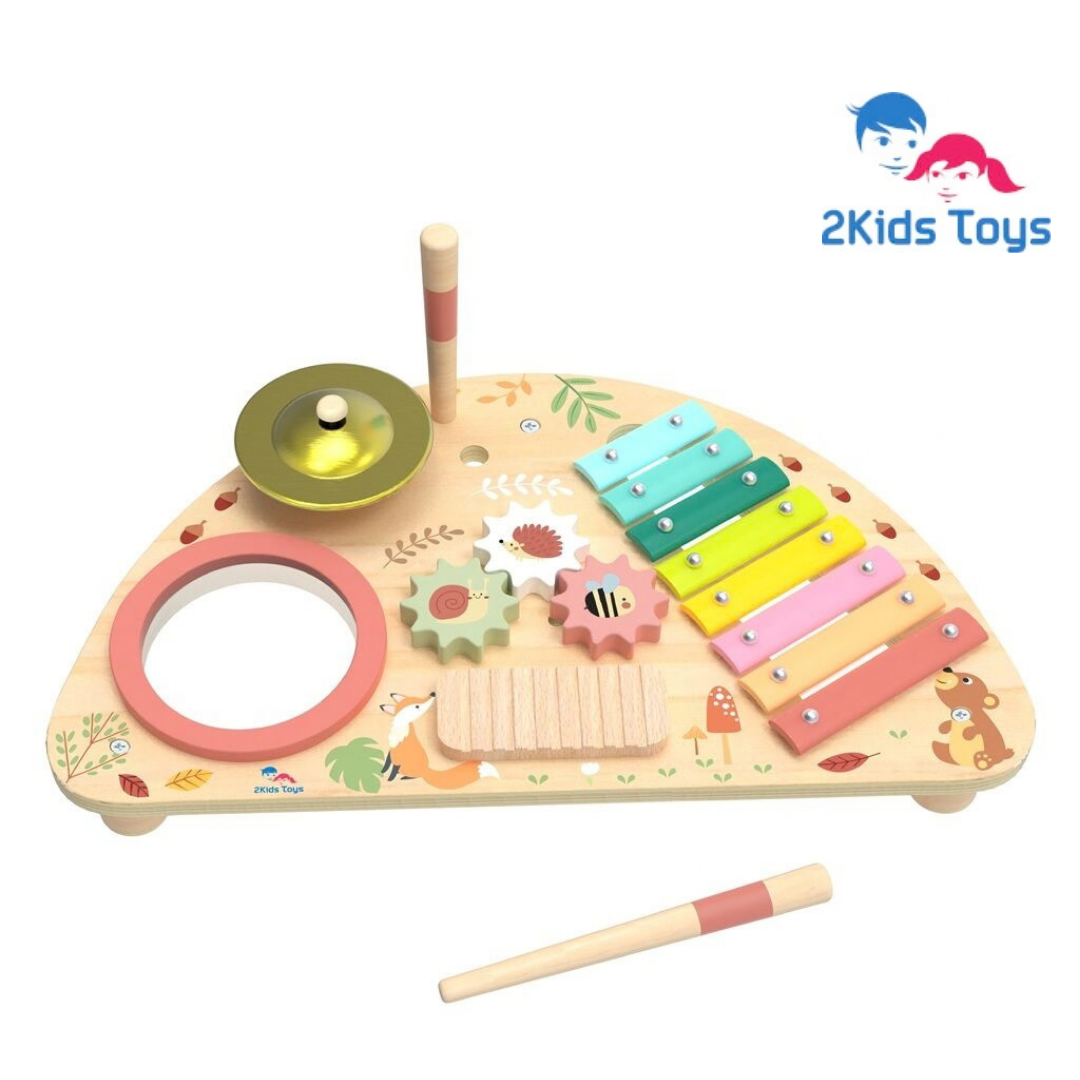 Дървена музикална дъска с барабан и ксилофон 2Kids Toys – снимка 2