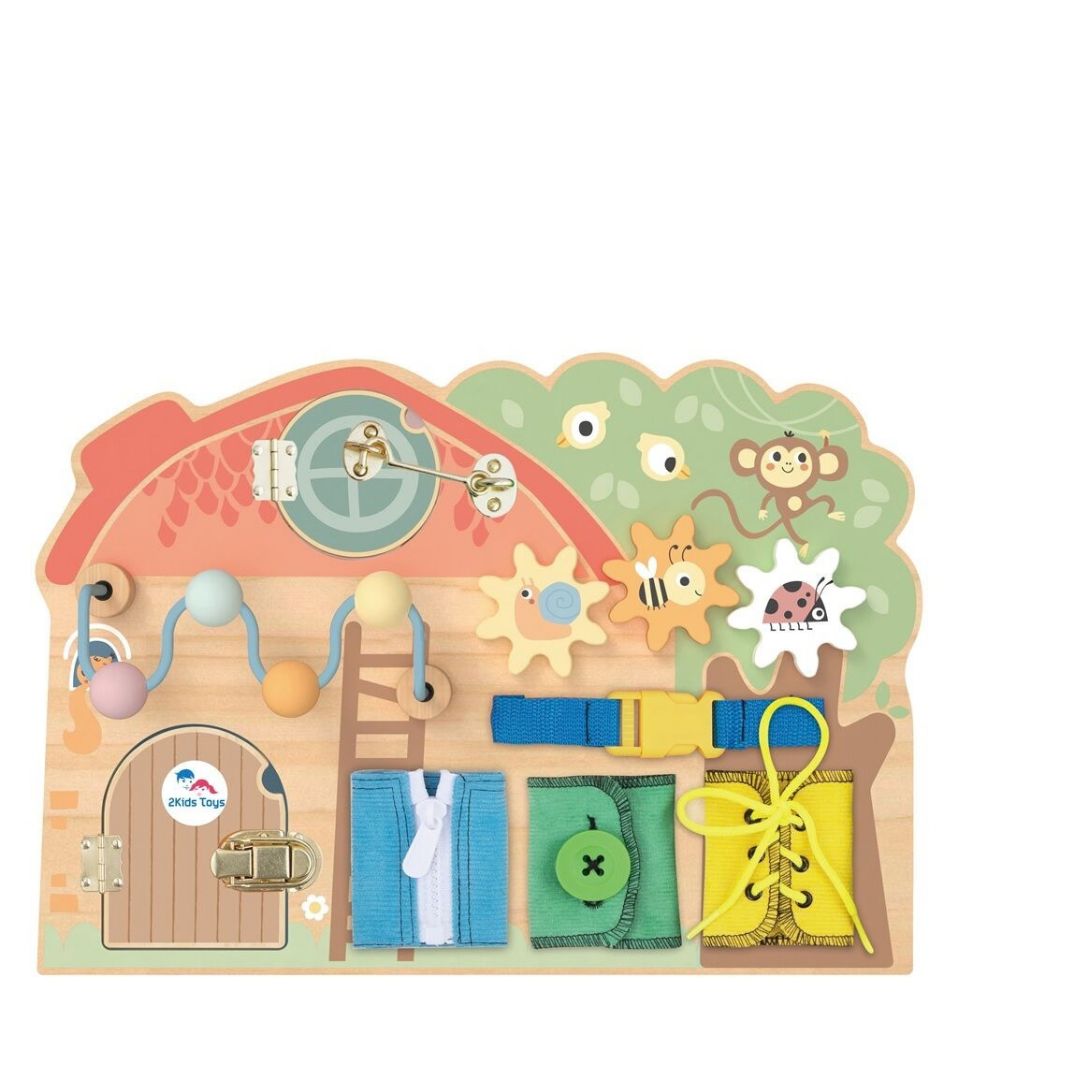 Дървена занимателна дъска бизи борд Animal House 2Kids Toys – снимка 3