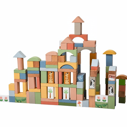 Дървени блокчета в пастелни цветове с животни 2Kids Toys – снимка 2