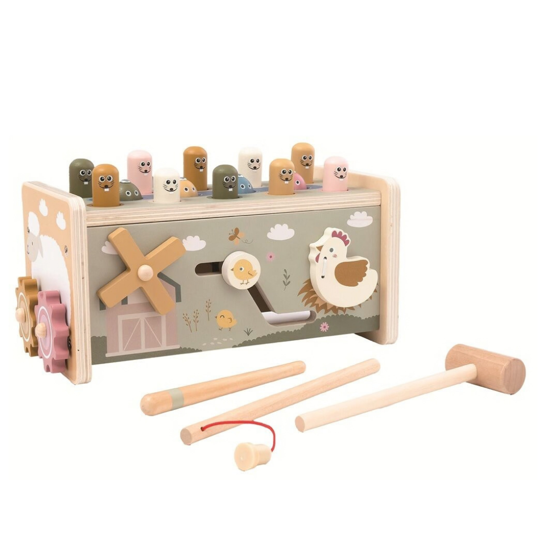 Дървена играчка Ферма с ксилофон и чукче 2Kids Toys – снимка 4