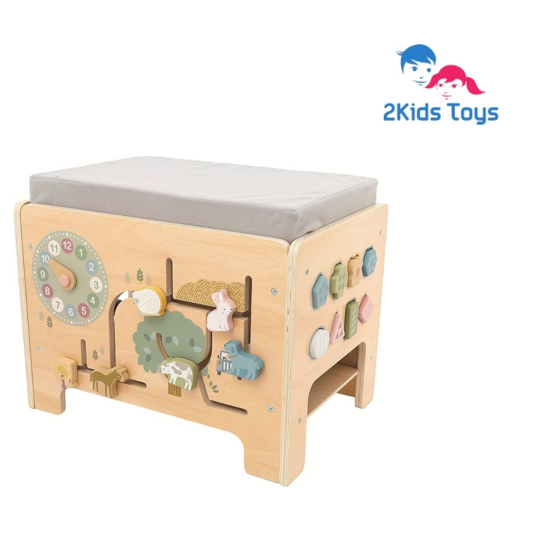 Дървено Монтесори столче 2 в 1 с активности 2Kids Toys – снимка 4