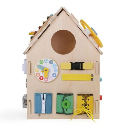 Дървен бизи борд Монтесори къща в натурален цвят 2Kids Toys – снимка 9