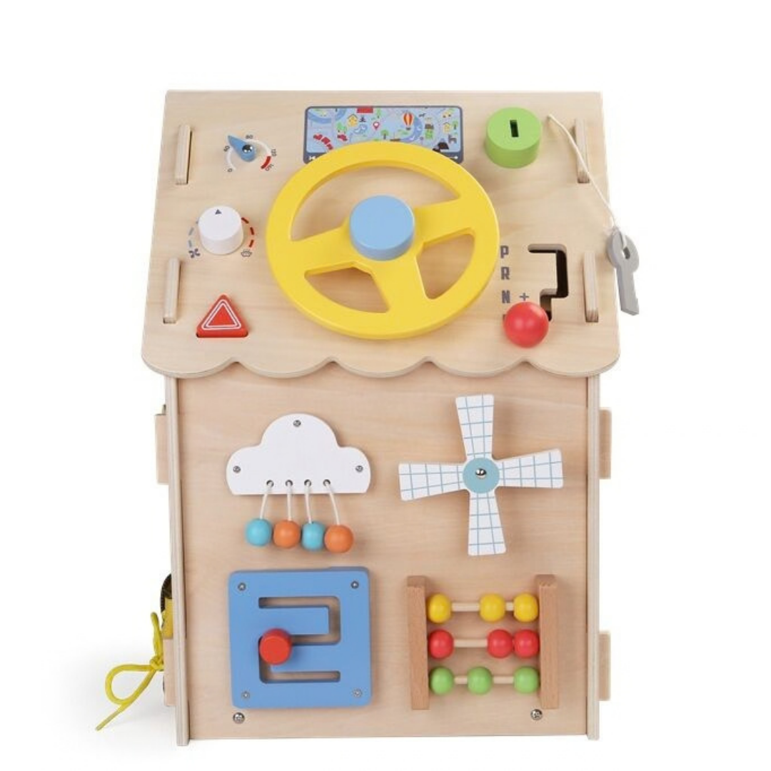 Дървен бизи борд Монтесори къща в натурален цвят 2Kids Toys – снимка 6