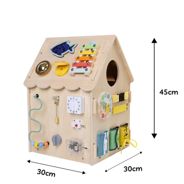 Дървен бизи борд Монтесори къща в натурален цвят 2Kids Toys – снимка 2