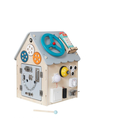 Дървен бизи борд Монтесори къща в сив цвят 2Kids Toys – снимка 13
