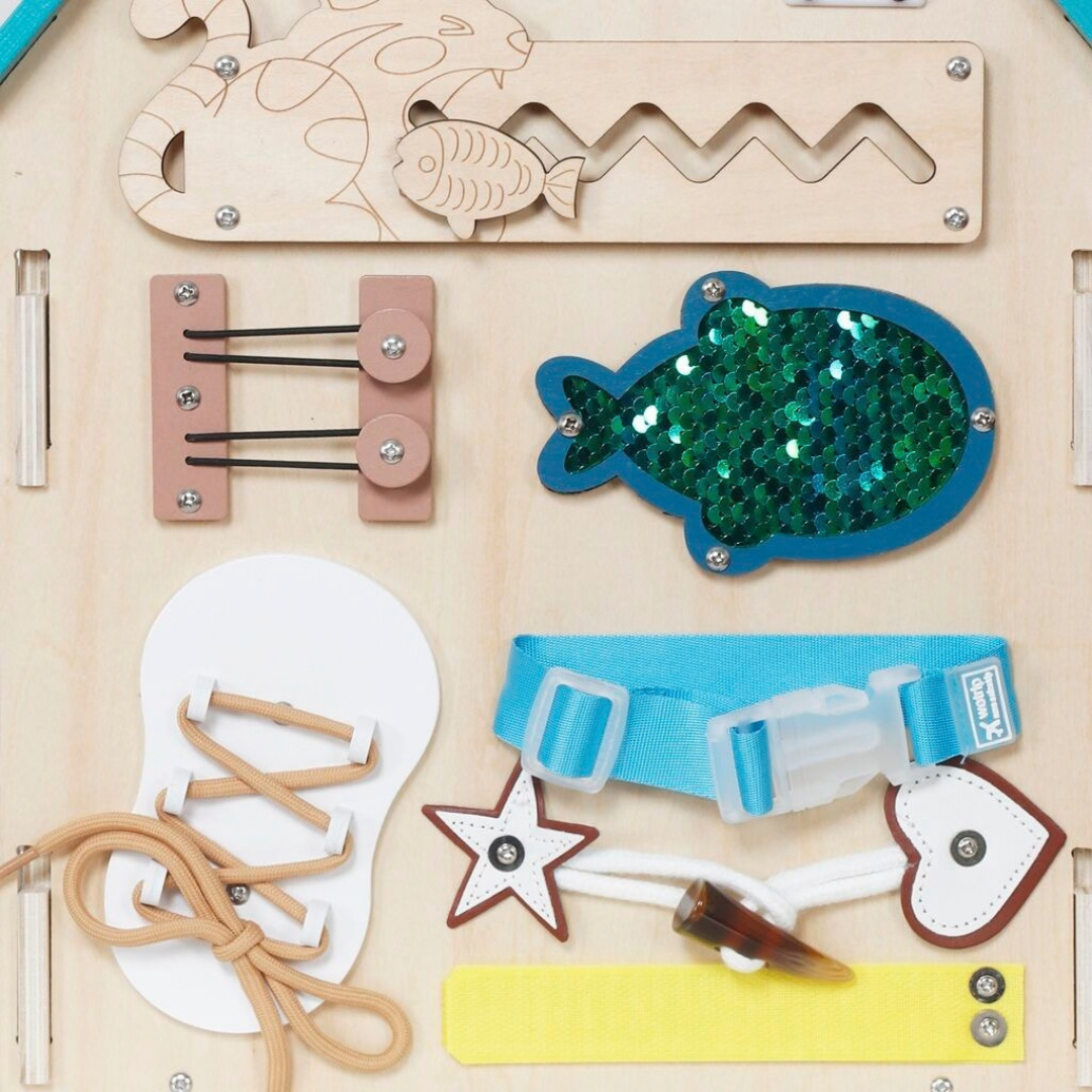 Интерактивна дървена Монтесори къща в тюркоаз 2Kids Toys – снимка 4