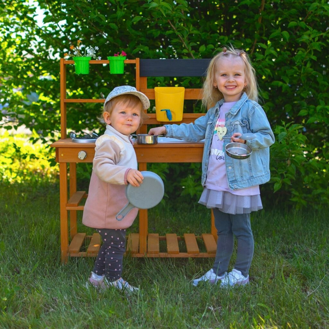 Дървена градинска детска кухня с мивка и кран 2Kids Toys – снимка 5