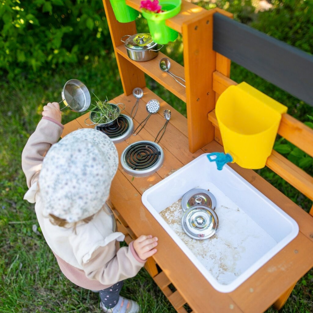 Дървена градинска детска кухня с мивка и кран 2Kids Toys – снимка 3