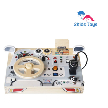 Дървено автомобилно табло за игра с волан и светлини 2Kids Toys