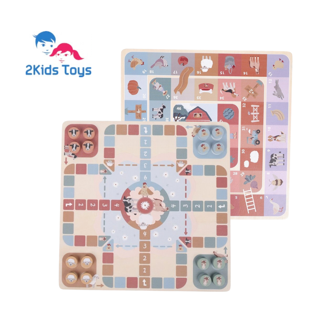 Дървена настолна игра 2 в 1 Не се сърди човече и Стълби 2Kids Toys – снимка 2