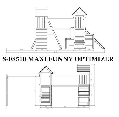 Fungoo 08510 Optimizer детска площадка с 3 кули, пързалка и люлка