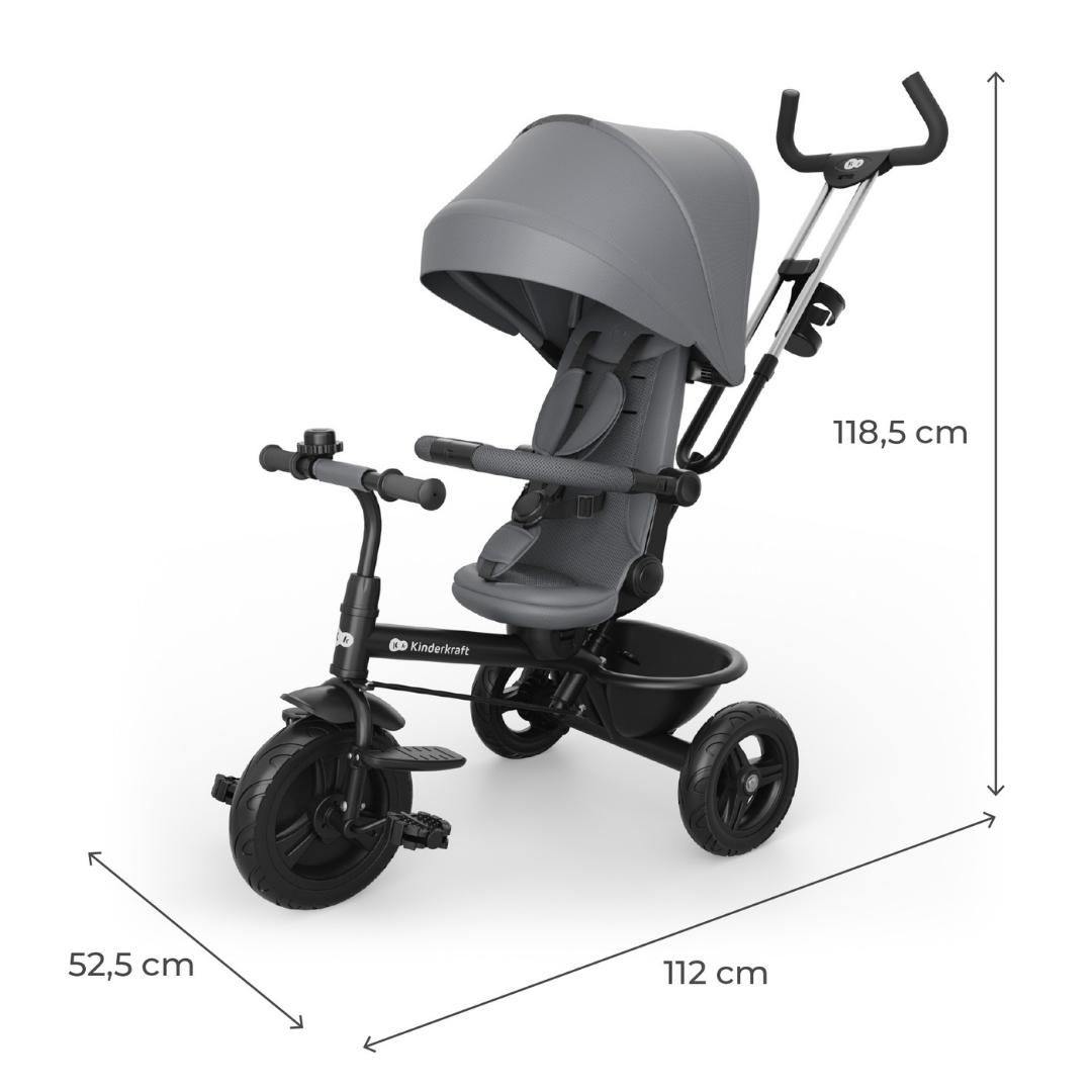 KinderKraft ASTON 2 PLUS триколка СИВА