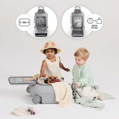 KinderKraft CABBY куфар със седалка GREY