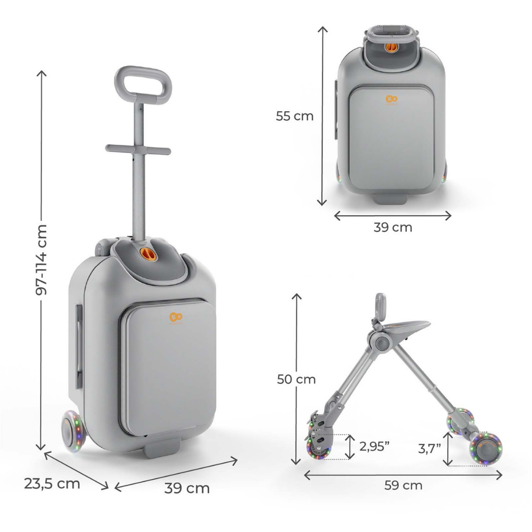 KinderKraft CABBY куфар със седалка GREY