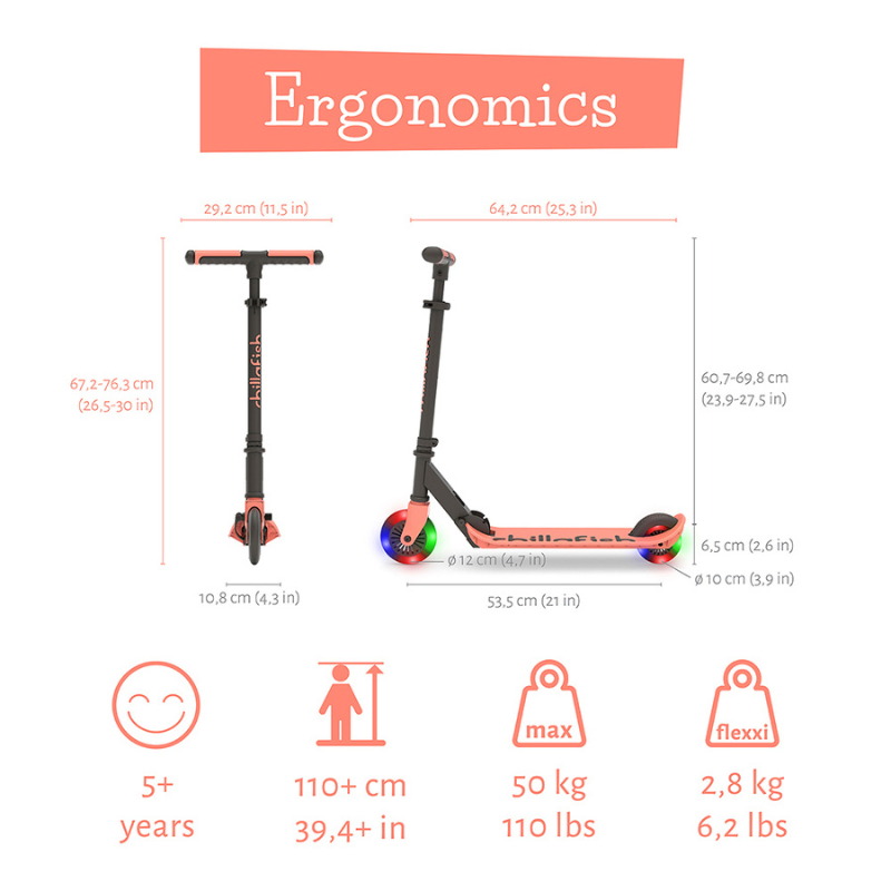 Chillafish Flexxi Glow CPFM04FLA сгъваема тротинетка Flamingo