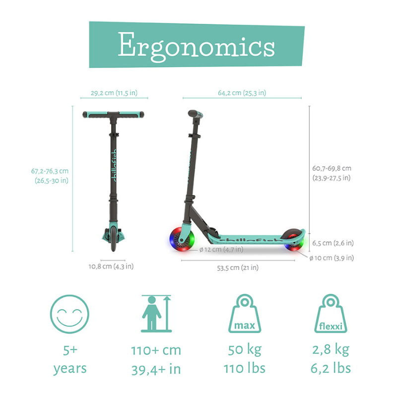 Chillafish Flexxi Glow CPFM04MIN сгъваема тротинетка Mint
